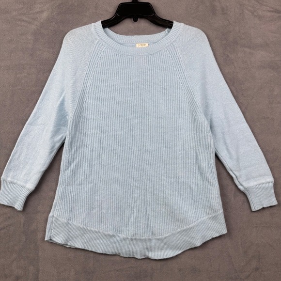 J. Crew Sweaters - J. Crew Light‎ Blue Waffle Knit Merino Wool Blend Crew Neck Sweater Small